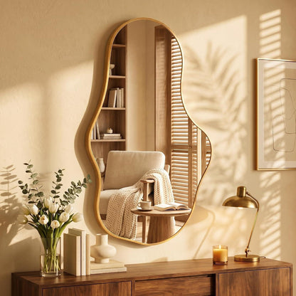 Wavy Wandspiegel Gold – Abstraktes Wellendesign 100x60cm
