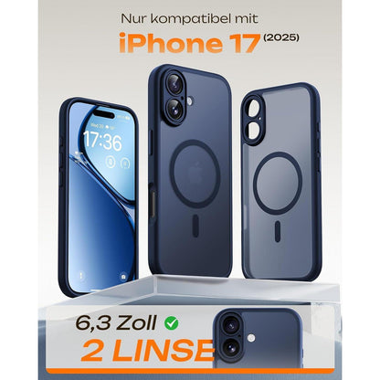 iPhone 17 Hülle mit MagSafe, Kameraschutz, matt, blau