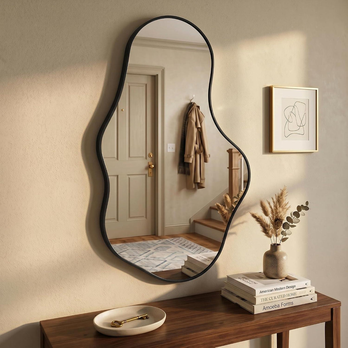Wavy Wandspiegel Schwarz – Abstraktes Wellen-Design