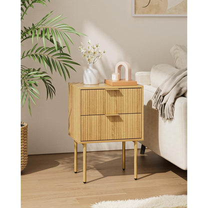 Nachttisch mit 2 Schubladen, Eiche, modern & Boho Stil