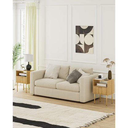 Nachttisch mit Schublade und Ablage, modern, Eiche