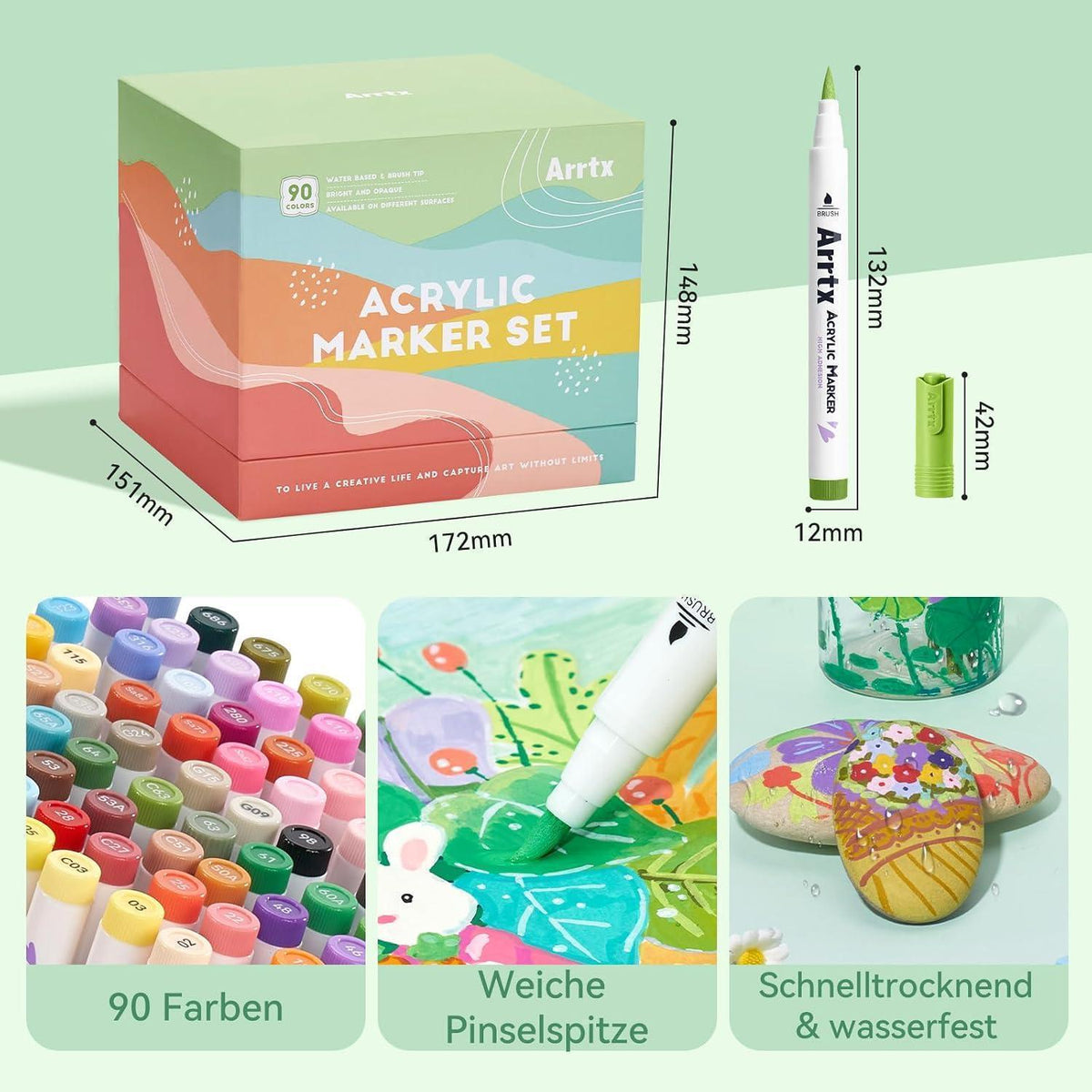 Acrylmarker Set 90 Farben – Wasserfest & Vielseitig