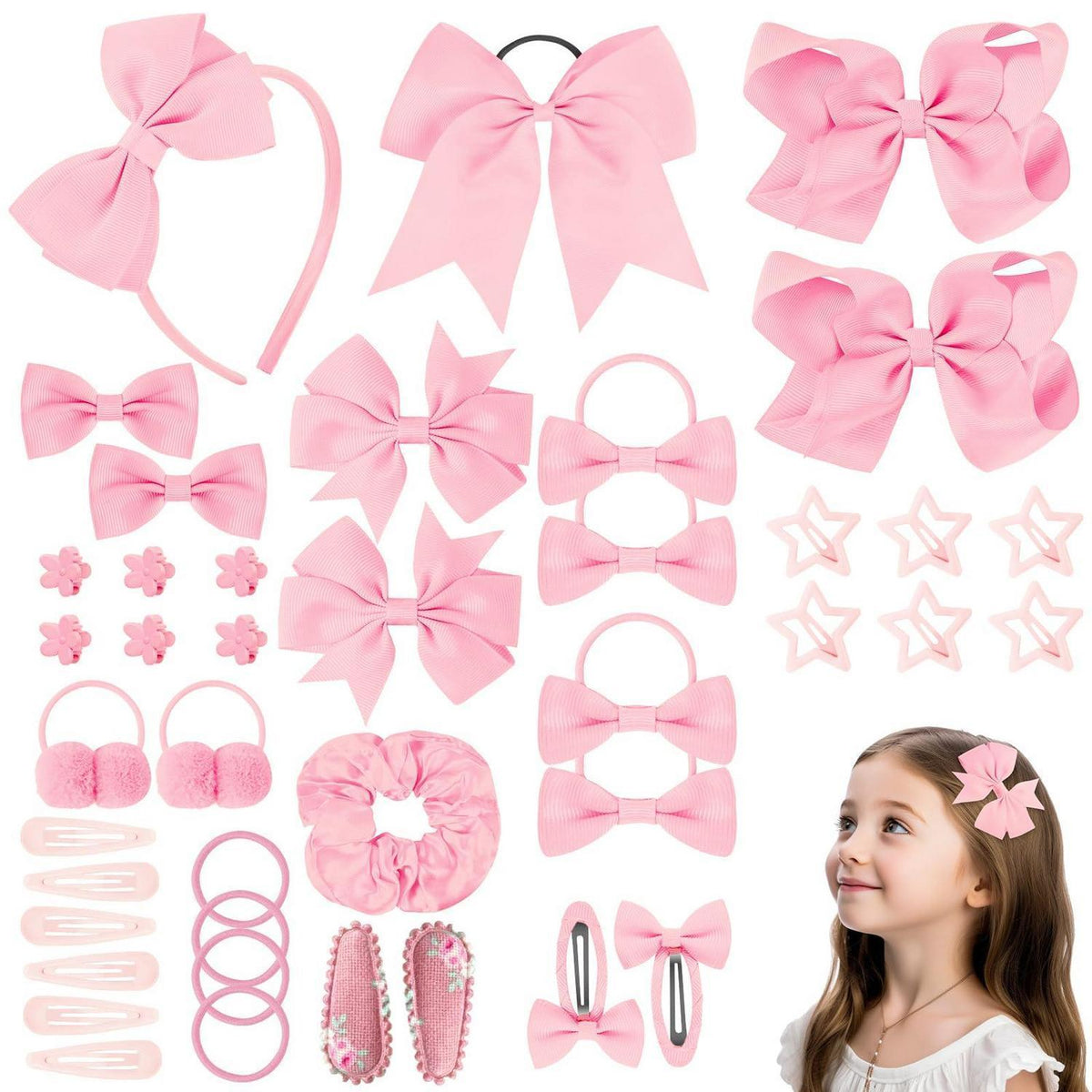 Haarschmuck Set Mädchen 77tlg. Haarklammern & Schleifen