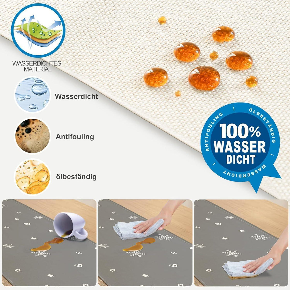 Grauer Tischläufer Weihnachten – Wasserabweisend & Modern 40x100 cm