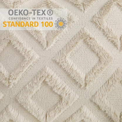 Boho Kissenbezug 2er Set 45x45 cm Beige – Flauschig & Dekorativ