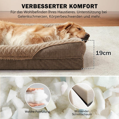 Orthopädisches Hundebett Memory Foam – Braun, 89x64x18cm