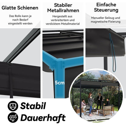 Pergola 3x3m – Terrassenüberdachung, Wasserdicht & Stabil