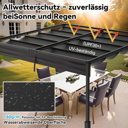 Pergola 3x3m – Terrassenüberdachung, Wasserdicht & Stabil