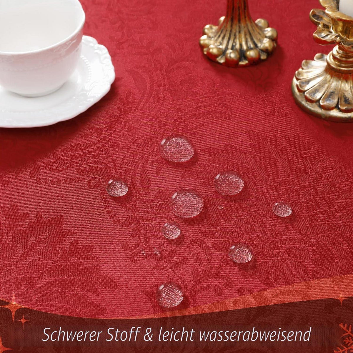 Romanstile Weihnachten Tischdecke Rot 350x150 cm Jacquard Barock