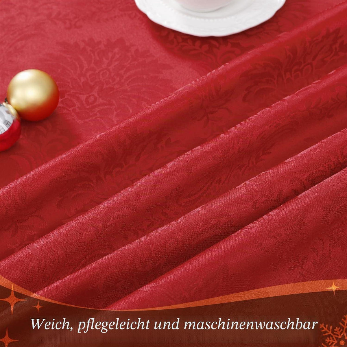 Romanstile Weihnachten Tischdecke Rot 350x150 cm Jacquard Barock