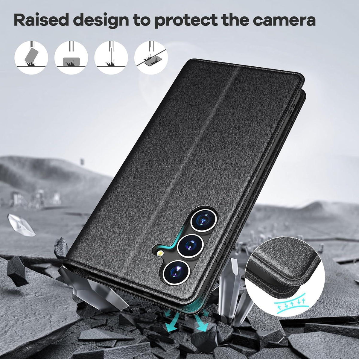Samsung Galaxy S25 FE Klapphülle mit 2x Panzerglas, Kartenfach & RFID-Schutz