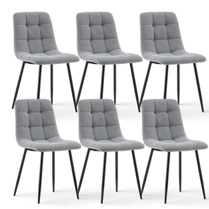Esszimmerstühle Set 6x Dunkelgrau Chenille Gepolstert