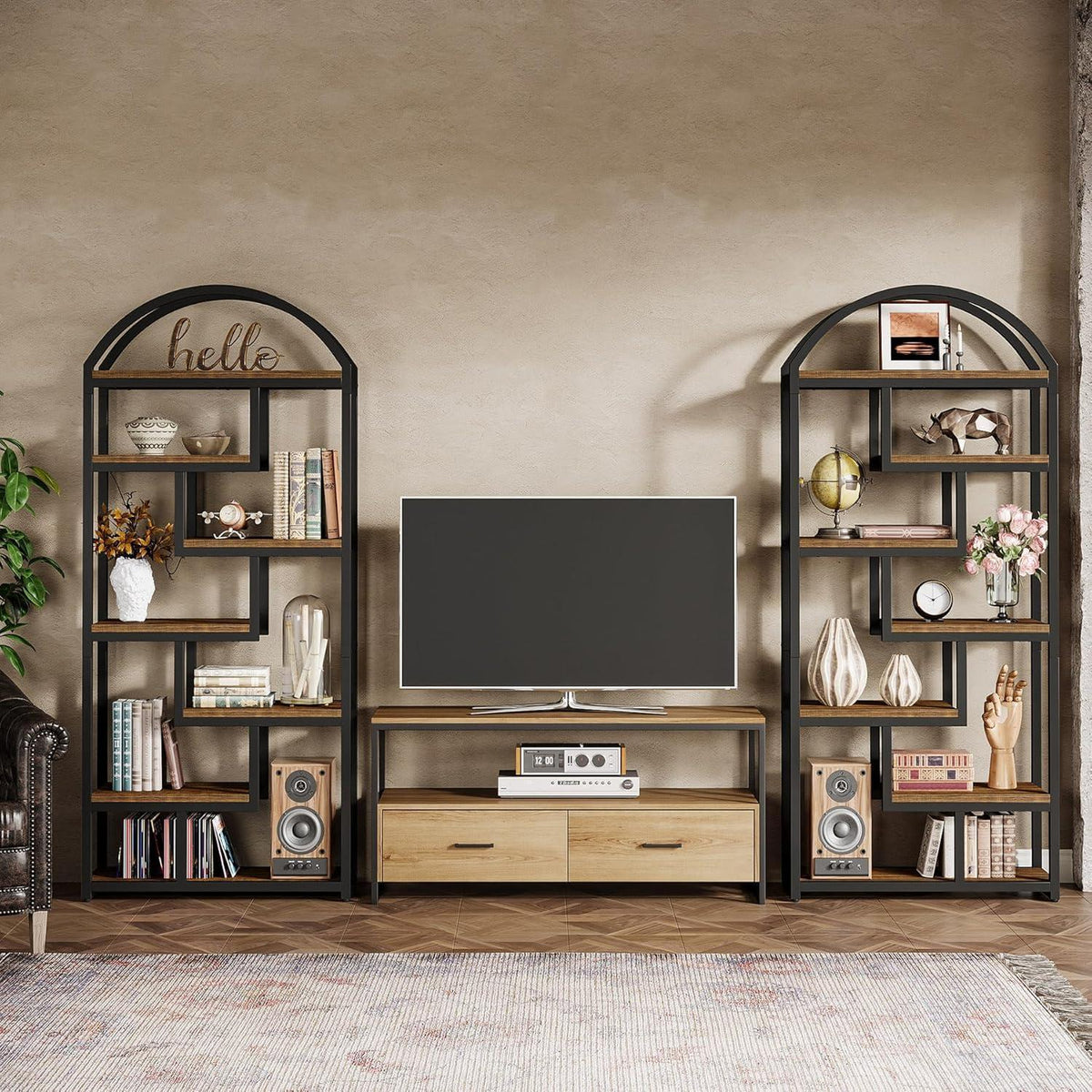 7-stöckiges Bücherregal Industrial-Stil, 180 cm hoch