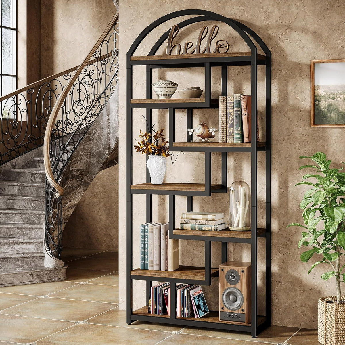 7-stöckiges Bücherregal Industrial-Stil, 180 cm hoch