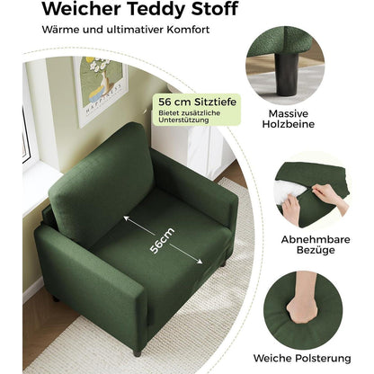 Bequemer Lesesessel Grün – Kleines Sofa für Wohnzimmer & Jugendzimmer