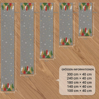 Tischläufer Weihnachten Grau 40x140 cm - Festliche Winterdeko