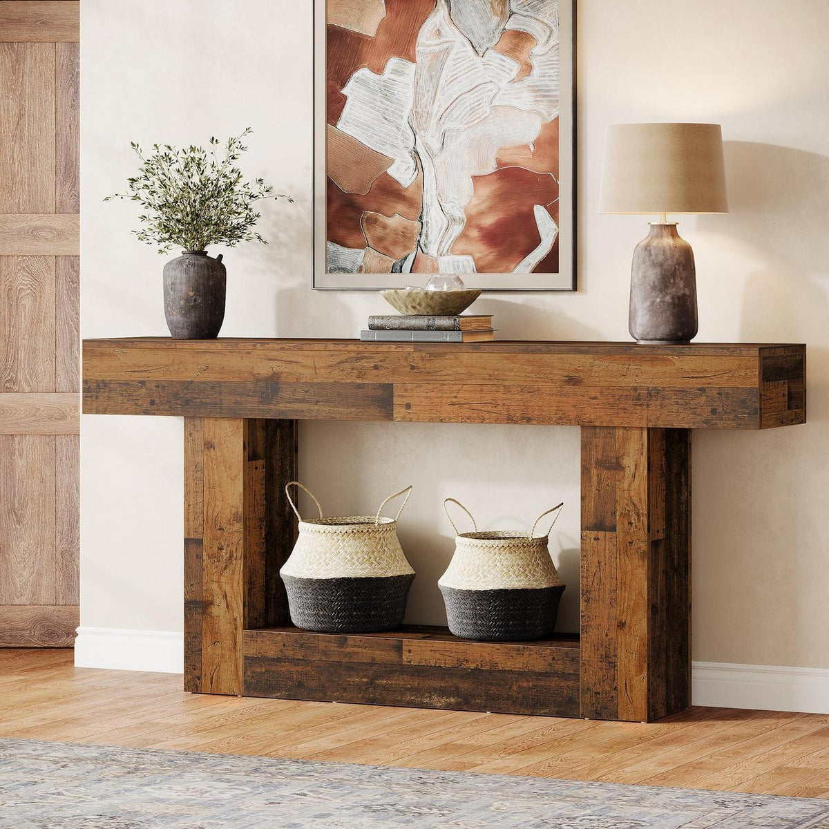 160cm Konsolentisch mit Stauraum & Vintage Design