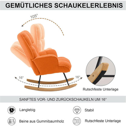 Gepolsterter Schaukelstuhl mit Armlehnen – Orange