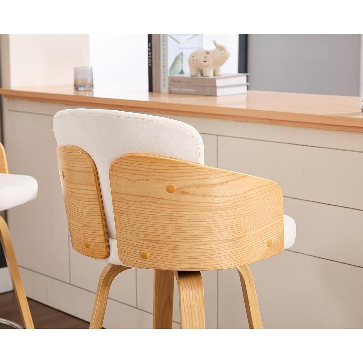 Barhocker Set 4er – Gepolsterte Samtbarhocker mit Holzbeinen