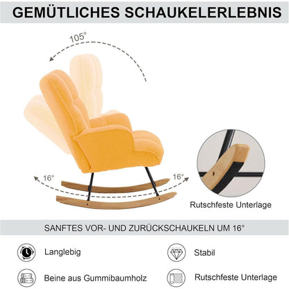 Gepolsterter Schaukelstuhl mit Armlehnen – Gelb