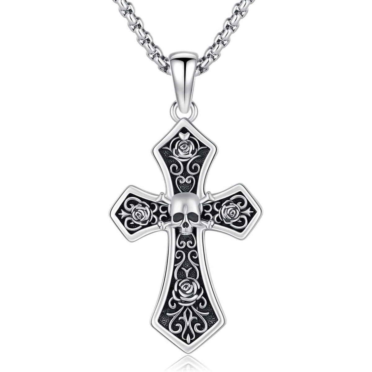 Kreuz Kette Herren 925 Sterling Silber Abalone/Opal/Malachit