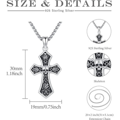 Kreuz Kette Herren 925 Sterling Silber Abalone/Opal/Malachit