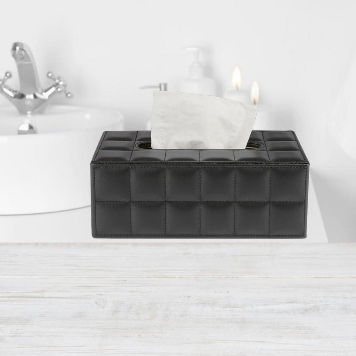 Taschentücherbox Premium mit Magnetverschluss (Schwarz) in Lederoptik