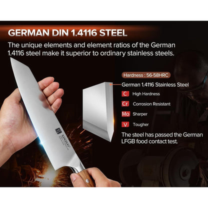 Kiritsuke Kochmesser aus Edelstahl mit Olivenholzgriff
