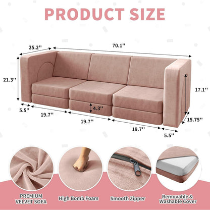 Modulares Kindersofa 13-teilig – Rosa Spielcouch für Kinder