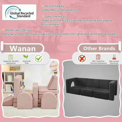 Modulares Kindersofa 13-teilig – Rosa Spielcouch für Kinder