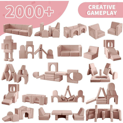 Modulares Kindersofa 13-teilig – Rosa Spielcouch für Kinder