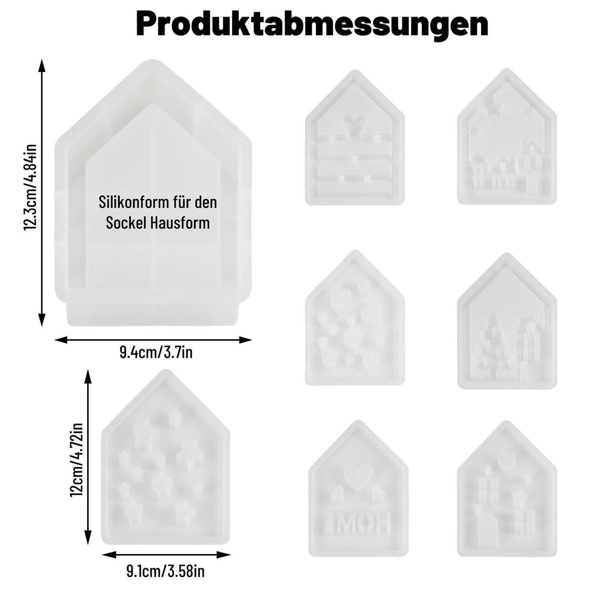 Silikon Gießformen Häuser – 8er Set für Kerzen, Seife & Harz