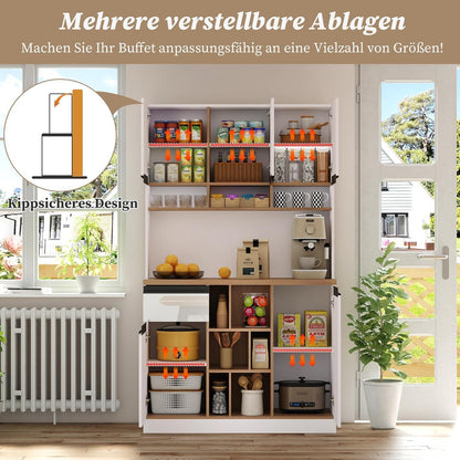 Moderner Küchenschrank Weiß – Sideboard mit Regalen & Schubladen