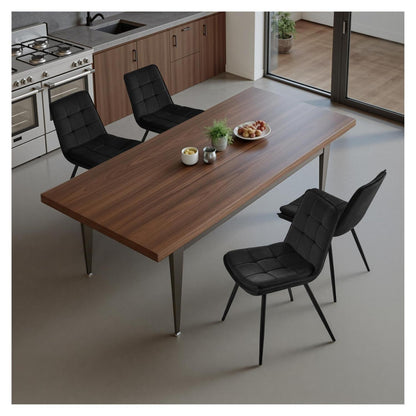 Esszimmerstühle Samt 4er-Set Schwarz – Gepolstert & Modern
