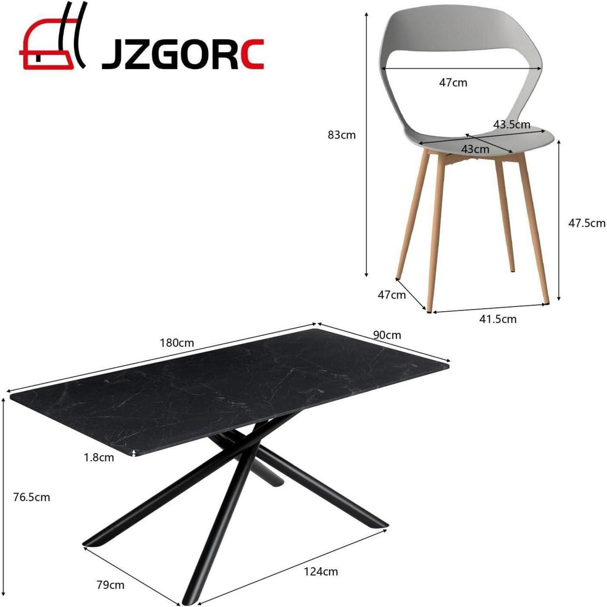 Esstisch Set 180cm mit 4 Stühlen – Modern & Vielseitig