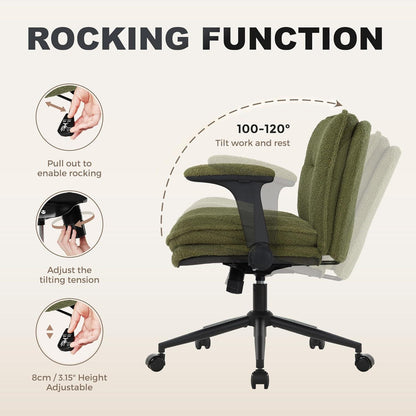 Ergonomischer Bürostuhl mit Armlehnen, Schneidersitz, Grün