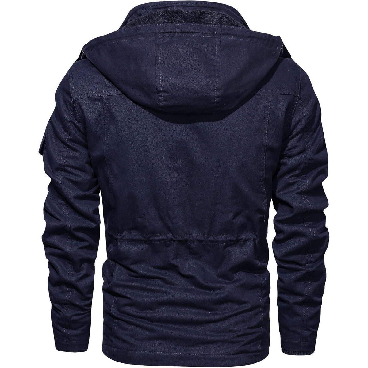 Herren Winterjacke gefüttert Fleece Parka Dunkelblau