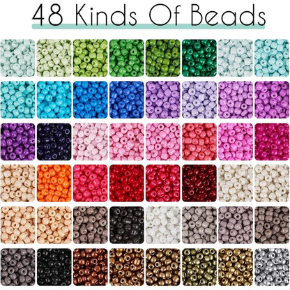 Perlen Set für Armbänder 3mm, 48 Farben, 2 Boxen, Schmuck Bastelset