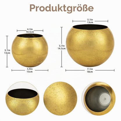 Übertopf Set Gold – 2er Set Pflanzgefäße Metall Modern