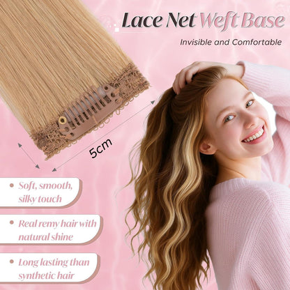 Clip-In Haarverlängerung Echthaar Dunkelblond 35cm