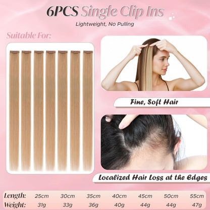 Clip-In Haarverlängerung Echthaar Dunkelblond 35cm