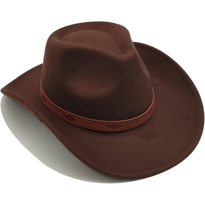 Cowboyhut mit breiter Krempe und Band in Lederoptik
