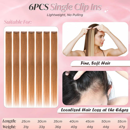Clip-In Haarverlängerung Echthaar Braun 45cm – 6 Strähnen