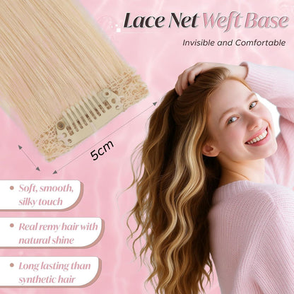 Clip-In Haarverlängerung Echthaar Platinblond 50cm