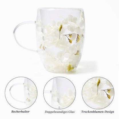 Blumen Kaffeegläser 350ml - Thermobecher Latte Macchiato