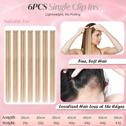 Clip-In Haarverlängerung Echthaar Goldbraun & Blond (55cm)