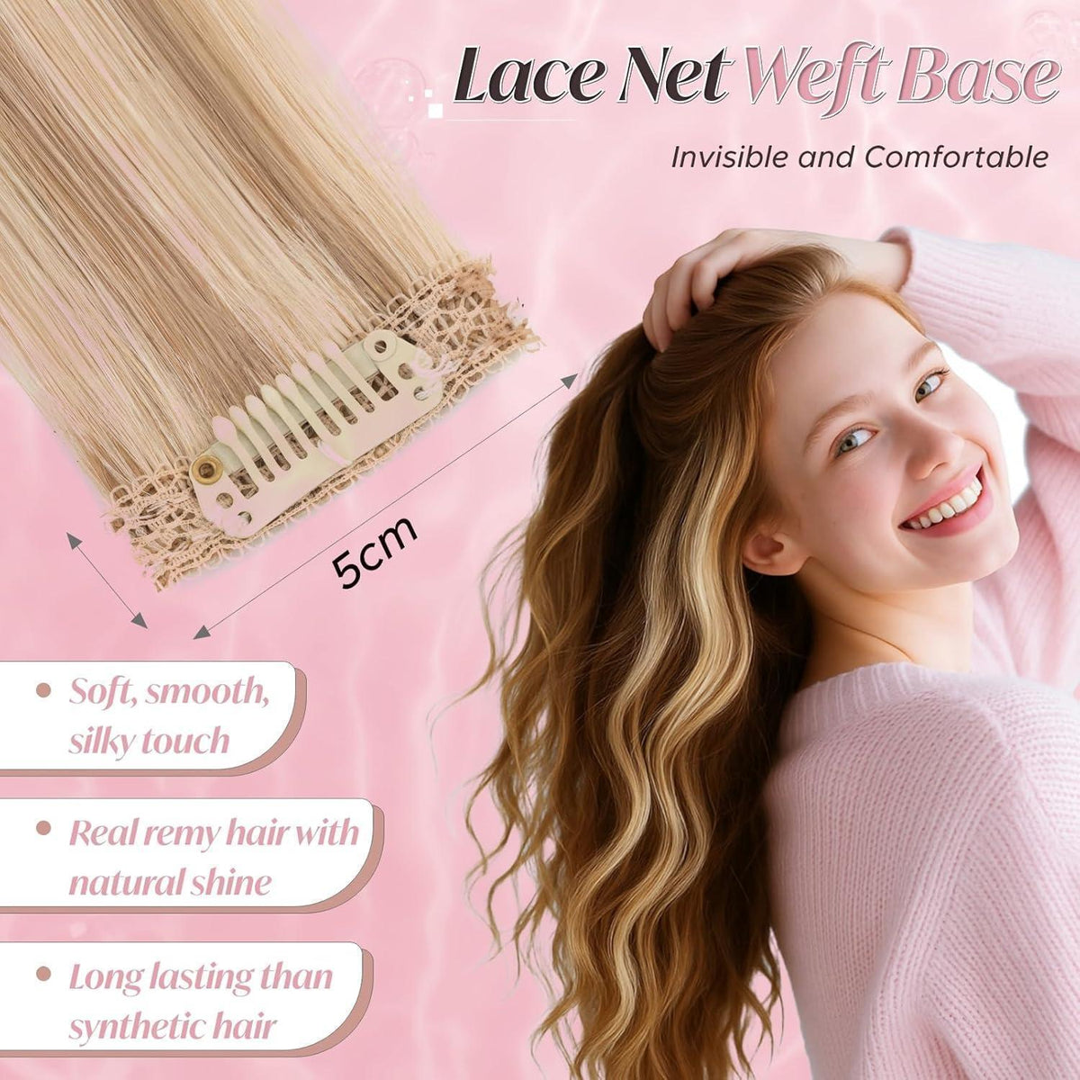 Echthaar Haarverlängerung Clip-In 50cm Goldbraun & Blond