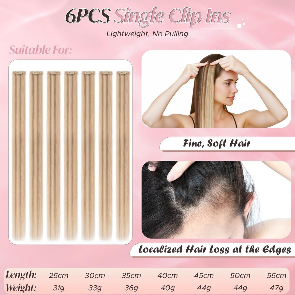 Clip-In Haarverlängerung Echthaar 45cm Goldbraun & Blond