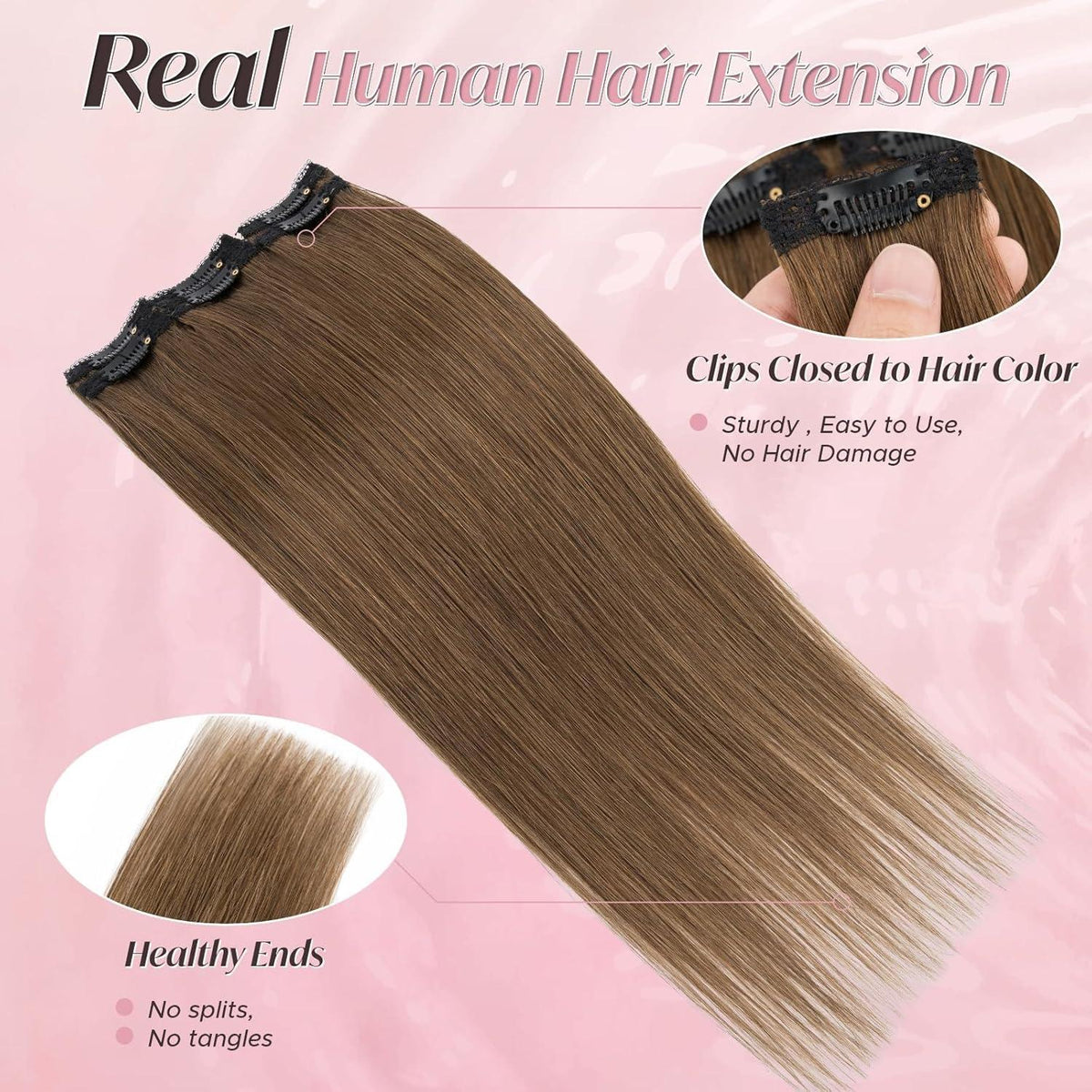 Echthaar Haarverlängerung Clip-In Schokoladenbraun 55cm
