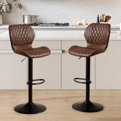 Barhocker mit Lehne, Höhenverstellbar, Braun (2er Set)